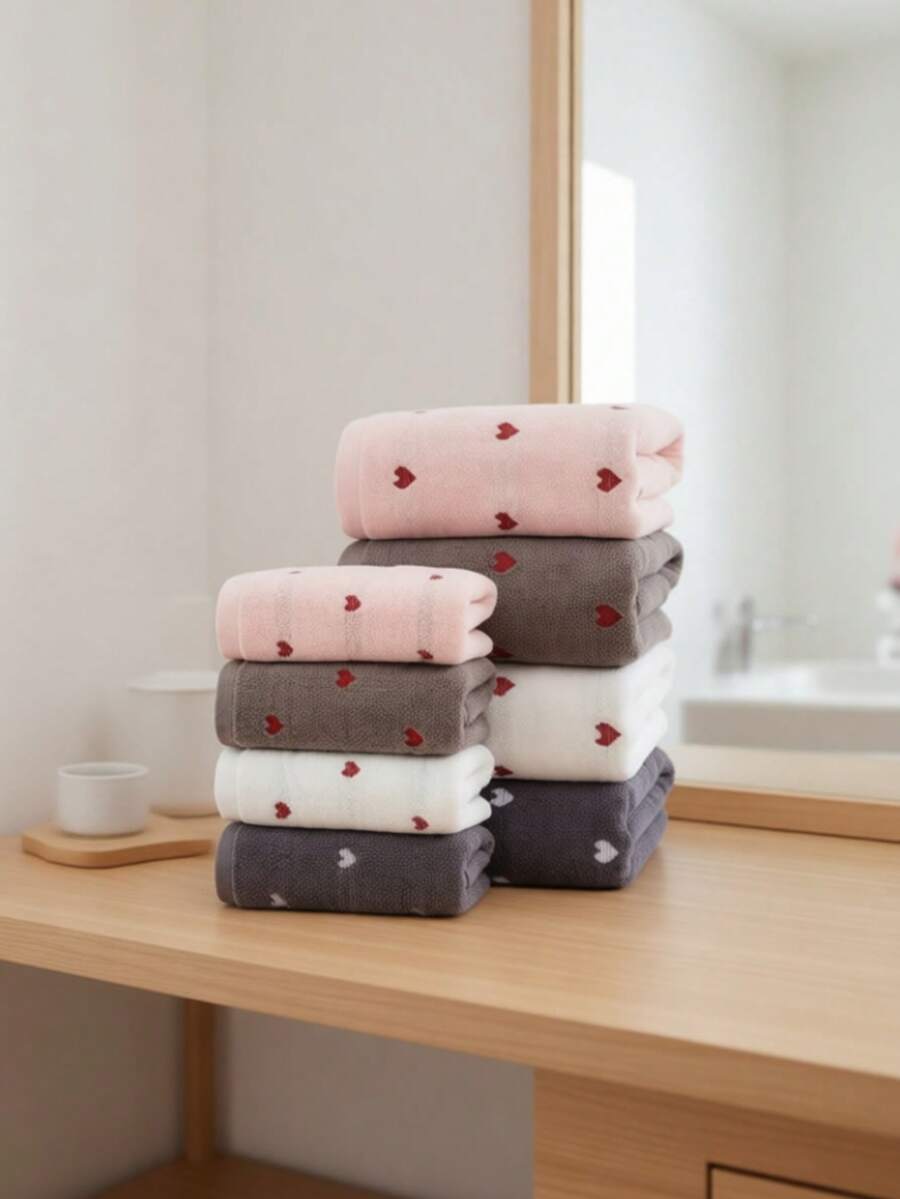 100% Cotton Towel Set, Face Towel & Bath Towel, Absorbent Gift Towels With Jacquard Pattern - Multicolor - View 1