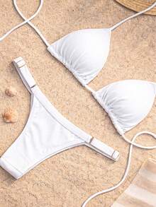 Women's Adjustable Triangle Bikini Bottom With Adjustable Buckle - Summer 2026 - 白色 - 查看 1