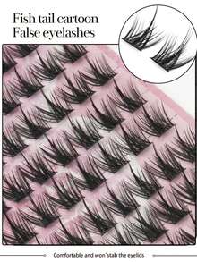 Pestañas postizas Little Devil (hilera 13), racimos de pestañas postizas naturales y esponjosas, racimos de pestañas, tiras individuales, pestañas, pestañas postizas - C - Ver 4
