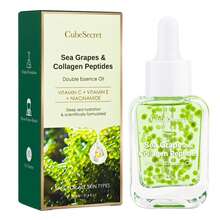 CubeSecret Sea Grapes & Collagen Peptides Double Essence Oil1.0 30ml - Original Formulation Face Serum With Vitamin C, Vitamin E & Niacinamide For Intense Deep Sea Hydration, Skin Nourishing & Firming, Brightening & Anti-Aging, Micro-Encapsulated Oil Particle Technology For Precise Nutrient Release, Hydrolyzed Collagen & Sodium Hyaluronate To Minimize Wrinkles & Fine Lines, Lightweight Dry Oil Moisturizer For All Skin Types, Paraben-Free & Science-Backed Skincare, Improves Skin Elasticity, Radiance And Contour, Controls Oil & Refines Texture, Use Daily After Cleansing For Plump & Smooth Skin. - Nho biển 1.0 - Xem 1