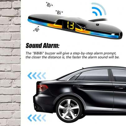 Car Parking Sensor Rear Reversing Radars System with 4 Parking Sensors Distance Detection LED Light Distance Display Warning Buzzer