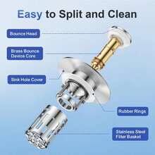 1 Pack Bathroom Sink Stopper, Universal Bathroom Sink Drain Pop Up Stopper For US Stainless Steel Floor Drain Filter, Universal Drain Filter With Hair Strainer(Silver) - Silver - 查看 6
