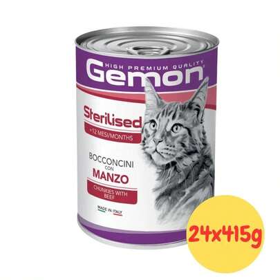  Gemon umido per gatti 24x415g, bocconi by Monge con Manzo