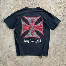 West Coast Choppers Brand Print Short Sleeve Tshirt Retro HighStreet Clothing Casaul Loose Top TeeSummer Cotton Streetwear - màu đen - Xem 1