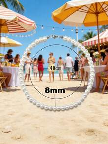 1條白色時尚簡約多用途珍珠項鍊，男性日常穿著度假禮物 - 白色 - 查看 13