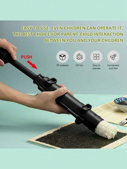 2pcs Plastic DIY Striped Sushi Mold, Convenient Sushi Rice Ball Making Tool Set, Easy Clean PP Material Sushi Maker - Quick Sushi Cannon, Suitable For Breakfast, Lunch And Dinner, Suitable For Office Workers, Students Lunch, Party Food Preparation