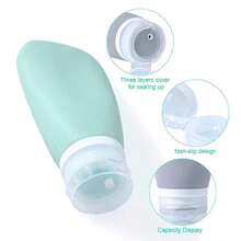 Set de 3 botellas de viaje de 90ml, contenedores de viaje rellenables a prueba de fugas de silicona aptos para champú líquido, jabón y cosméticos - A - Ver 5