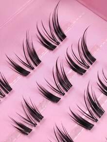 60 Pcs C Curl Lash Clusters Fox Eye Look Fluffy Clear Band DIY Lash Extension Cluster Lashes Natural Look Eyelash Clusters Cat Eye Lashes Clusters Wispy Lash Clusters, Eyelash Clusters, Individual Eyelashes, Lashes, Fake Lashes - C - View 6