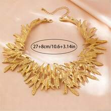 1pc Glamorous Versatile Exaggerated Luxury Metal Choker Necklace For Women - Yellow Gold - View 2