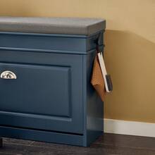 SoBuy Hallway Shoe Bench Shoe Rack Shoe Cabinet With Seat Cushion And Flip-Drawer Blue W75 X D24 X H52cm FSR82-L-B - Blue - View 9