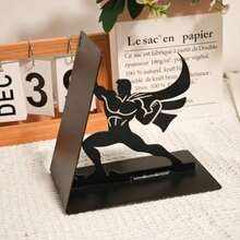 Superhero - Sujetalibros de metal resistente de 6.5 pulgadas con base antideslizante soporte decorativo único para libros para el hogar u oficina sostiene libros grandes color - Negro1 - Ver 6