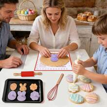 3pcs Easter Cookie Cutter Set, 3D Embossed Stamp Cookie Molds With Rabbit, Egg And Flower Patterns, Non-Stick Plastic Cookie Cutters For Soft Candy, Cookies, Pastries, Bread And Spring Easter Baking - Lilac Purple - View 9