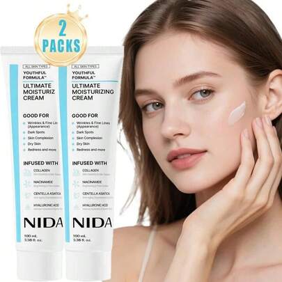 NIDA 青春赋活保湿霜 100ml 1支 | 蕴含胶原蛋白、烟酰胺、积雪草、透明质酸 | 减少皱纹，改善暗沉和色斑，紧致肌肤，淡化细纹，均匀肤色 | 适合所有肤质，早晚均可使用，居家旅行必备