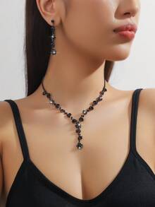 花朵项链、耳环、手链、戒指首饰套装，精致百搭，质感高端，适合女性日常通勤、校园约会、婚礼、派对和情人节等场合作为礼物。 - 銀色 - 查看 9