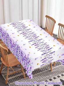 1pc Lavender Disposable Tablecloth - 137x183cm Spring PE Rectangle Table Cover, Suitable For Weddings, Parties, Birthday, Bridal Shower, Graduation, Baptism, Banquets, Spring Summer Party Table Cloth, Home Decorations, Kitchen Accessories - Multicolor - View 12
