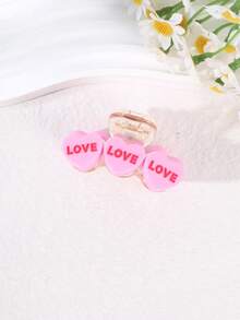 1Pc Heart Hair Claw - Pink/Light Pink Dual-Color LOVE 3D Heart Shape - Clear Clip Design - Romantic Hair Accessory For Valentine's Day - Gift Hair Accessory For Best Friends Elegant Claw Clip Vacation Hair Clips - Multicolor - View 7