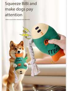 宠物玩具毛绒玩具，会发声，逼真的肥头鱼造型，配有棉绳，经久耐用，耐咬，狗狗磨牙玩具。 - 彩色 - 查看 6