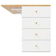 Kitchen Island, Sideboard With Bar Stools, 6-Drawer Kitchen Unit With Stools, Adjustable Width 140 X 40 (70) X 89 Cm, White/Black - White - View 8