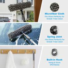 2-In-1 Window Cleaner Squeegee With Extendable Telescopic Pole – No Ladder Needed For High Windows, Glass & Car Windshield (Blue) - Grey - View 4