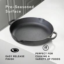 14 Inch Black Non-Stick Cast Iron Skillet - Durable Versatile Pan For Searing Sautéing Baking | All Stove Compatible (Stovetop/Oven/Campfire) - Default - View 6