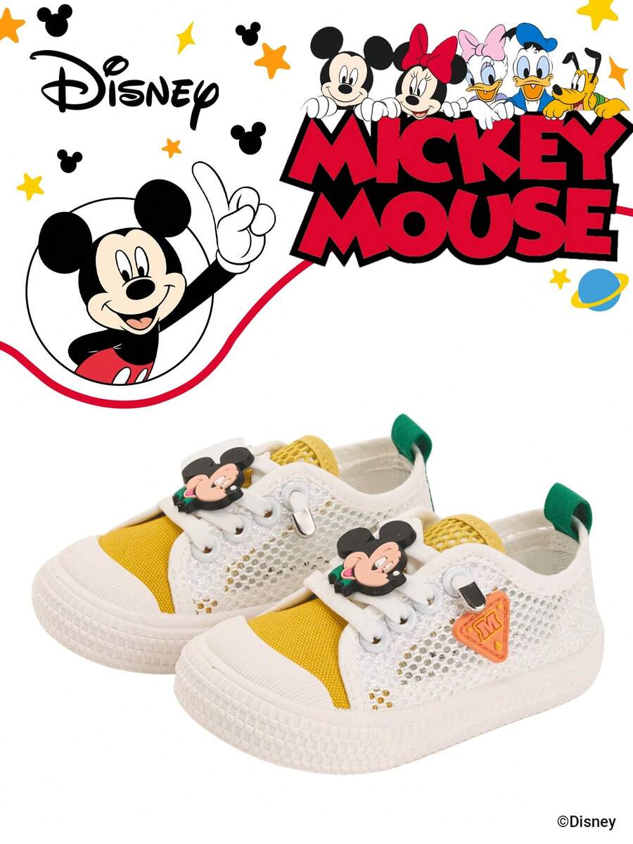 Disney 1 Pair  Collaboration Children's Sneakers, Suitable For Daily Wear, Festivals, Sports, Outdoor Activities, Comfortable, Non-Slip, Breathable (Boys' Sneakers, Boys' Skate Shoes, Children's Sneakers, Girls' Sneakers, Girls' Skate Shoes) - White - View 1