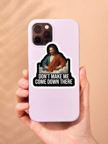 “别逼我下去”搞笑耶稣贴纸 - 讽刺宗教语录贴纸，病毒式传播的耶稣表情包贴纸，适用于笔记本电脑和 Kindle，幽默信仰礼物 - 彩色 - 查看 3