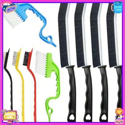 Cleaning Brush, 9 Pcs Hard Bristle Crevice Cleaning Brush Set For Kitchen Bathroom Toilet Grout Bottle Gap Window Tracks, Multifunctional Home Essentials Scrub Cleaning Tools