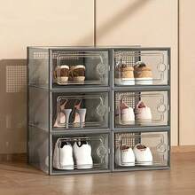 6/24Pcs Large Shoe Organizers Storage Boxes For Closet, Clear Plastic Stackable Storage Bins With Lids, Under Bed Shoe Containers For Entryway, Drop Front, Fit Up To Women's Size 10 - 混合色 - 查看 12