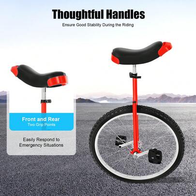 kangten 24" Unicycle with Thickened Steel Pipe & Adjustable Seat, Max. 200kg/440.9lbs Sports Wheel Unicycle