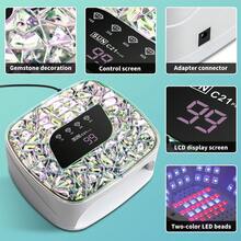 UV LED美甲灯，镶嵌闪亮水钻，专业凝胶指甲油烘干机，配备智能传感器和4种定时设置，沙龙级美甲护理工具，理想的新年/生日礼物，美甲用品 - 白色 - 查看 2