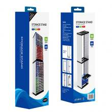 Game Disc Storage Shelf Holder - Holds 36pcs Discs Foldable Game Box Rack - Black and White - View 3