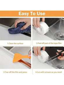 1 Roll Transparent Waterproof Sealing Tape For Kitchen - Made Of Anti-Mold PVC, Suitable For Countertops, Gas Stoves And Sinks, Easy To Install With Tools, Protects Stove Tops - Multicolor - View 7