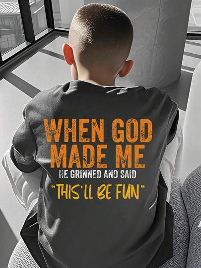 Tween Boy Casual Graphic Print Crew Neck Short Sleeve T-Shirt, Summer Top