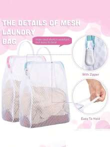 1pc Honeycomb Mesh Laundry Bag With Handle, 12x8 Inch Zipper Wash Bag For Delicates, Socks And Underwear - Pink And Blue, Breathable Laundry Organizer For Travel, Gentle Wash, Protects Lingerie, Delicates Care, Laundry Ty, Durable Zip, Compact Travel Essential, Multi-Use Washing Tote, Everyday Laundry Companion, Lightweight And Breathable Mesh Construction Enhances Airflow, Prevents Snagging Of Fabrics, Colorfast Finish, Easy To Wipe Clean, Ideal For Apartment Living And Campus Use - Multicolor - View 4