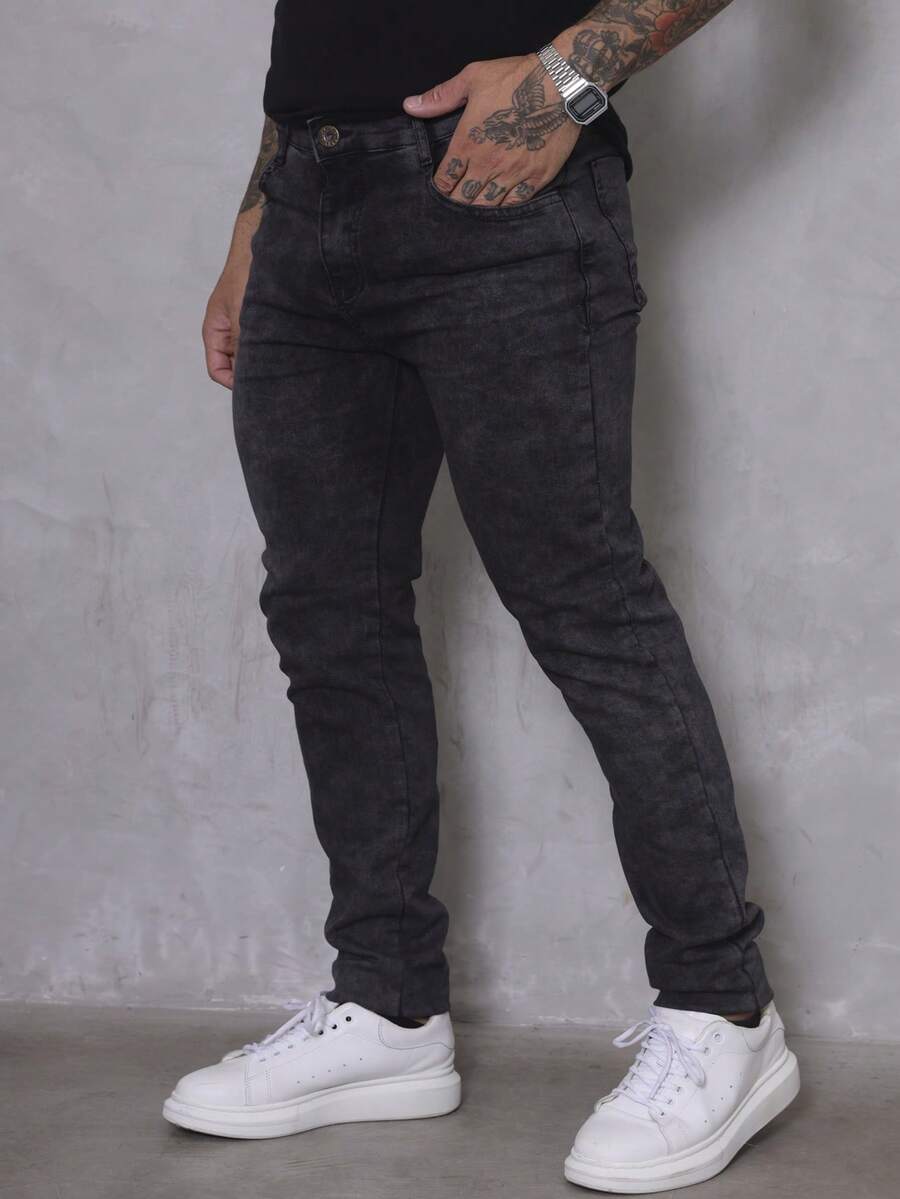 Calça Masculina Jeans Skinny Lisa Basica Com Lycra
