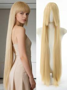 40 Inch Long White Women's Synthetic Heat-Resistant Wig, Suitable For Daily Wear, Parties, Cosplay - Multicolor - View 13