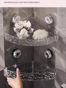 Suction Cup Wall Mounted Shelf, No-Drill, Damage-Free, Bathroom Vanity Storage Organizer - Multicolor - View 5