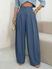 Quần cà rốt cạp cao có khóa kéo phía trước dành cho nữ, thích hợp mặc đi làm vào mùa thu - Màu xanh bụi bặm - Xem 7