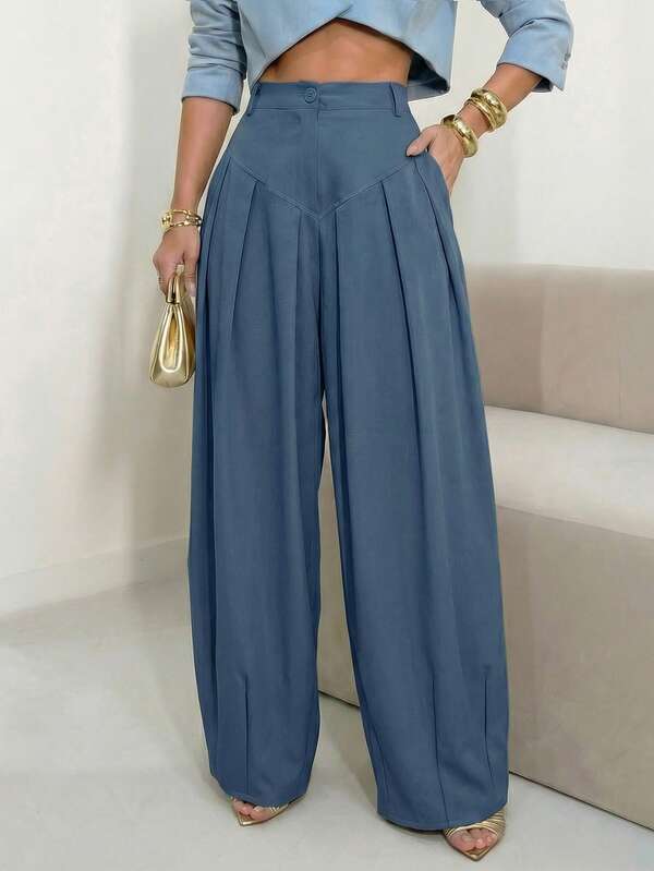 Women's Casual High Waist Zipper Front Carrot Pants, Suitable For Commuting In Autumn