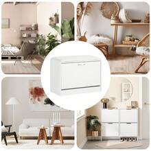 SoBuy FSR16-W, Hallway Shoe Bench Shoe Rack Shoe Cabinet With Flip-Drawer And Removable Seat Cushion, White, Depth: 30cm - White - View 8