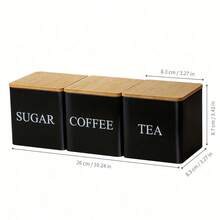 3pcs Black & White Storage Jars, Metal Coffee Bean, Sugar And Tea Leaf Canisters, Daily Kitchen Organization Supplies - Multicolor - View 9
