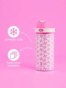 Meoky 18oz Vacuum Insulated Water Bottle with 2-in-1 Straw and Spout Lid, Insulated Cup, Keep Cold 24H, Leak-Proof, Fits in Car Cup Holder, Stainless Steel Tumbler for Sports, Travel, and School - 淺粉色 - 查看 7