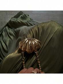 Spring And Autumn Women's Folded Ribbon Sparkling Evening Dress - Màu xanh Ô liu - Xem 3