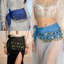 1pc Handmade Multicolor Portrait Metal Cloth Waist Skirt Decorative Sexy Belly Dance Outfit Dance Costume, Saree Sari Style For Stage Rave Carnival Performance. Suitable For Parties, Nightlife, Beach Outfits, Bohemian, Retro Style, Festival Clothing And Accessories. - Multicolor - View 5