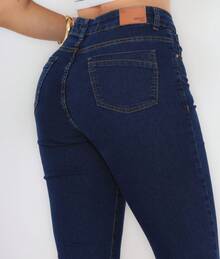 Women's Straight Leg Jeans With Elastane Lycra, High Waist, Traditional Malloy Style - 藍色 - 查看 2