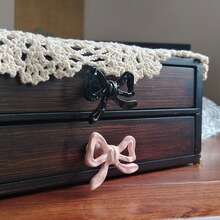 少女粉色陶瓷蝴蝶结橱柜把手，可爱INS风梳妆台抽屉单孔拉手旋钮 - A - 查看 6