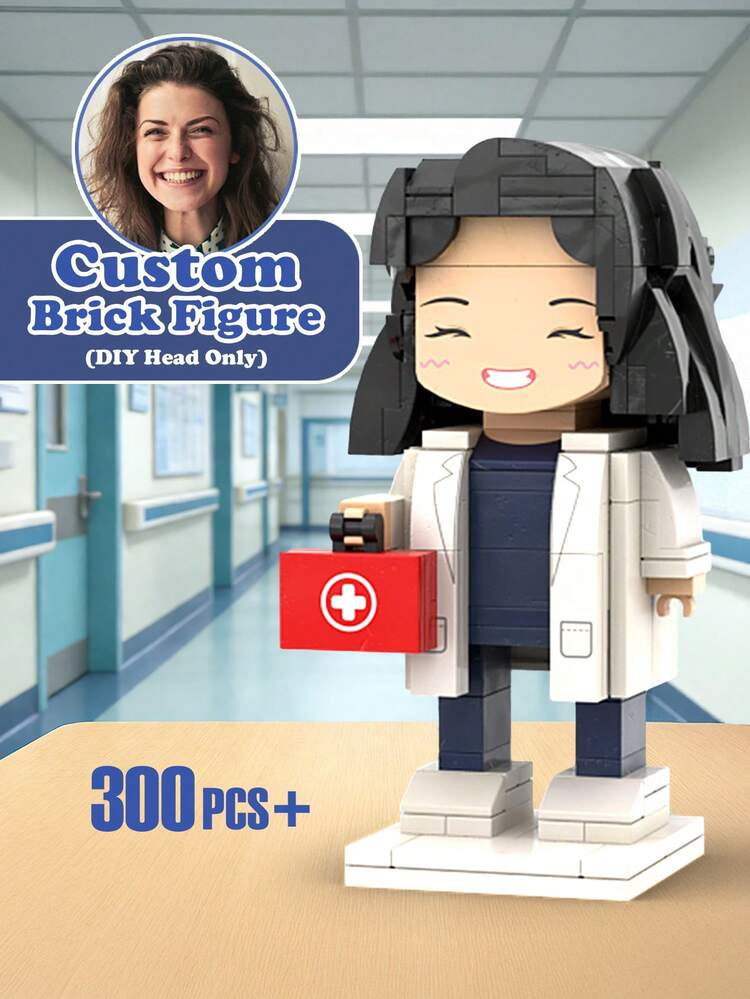 1pc Custom Brick Figure 300pcs+, Personalized Brick Figures Full Body For 1 Or 2 Persons (500 Pcs+),Custom Minebrick For Couple, Customized Brick Heads Square Face, Custom Brick Figures Personalized Full Body 2 People,Custom Minifigure Gift For Ages 14+ To Adult,Custom Brick People,Personalized Mini Building Block Set - Style 2 - View 2