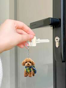 2D Fluffy Poodle Keychain - Brown Puppy, Waterproof Scratch-Resistant Acrylic Pendant, Lightweight Women's Gift, Exclusive For Pet Owners - Valentine's Day, Mother's Day, Campus Accessories, Daily Carry, Quirky Charm, Protective Film, Animal Accessories, Women's Accessories, Christmas, Carefully Selected Gift For Dog Lovers - Multicolor - View 7