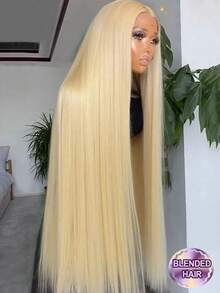 Bone Straight Lace Front Wig 8-34 In 13*4 HD Lace Front Wigs Human Blended Hair Wear And Go Wig Pre Plucked With Baby Hair Bleached Knots Virgin Hair Natural Hairline Glueless Easy-To-Wear For Women #1B Black Blended Hair - S613 - View 1