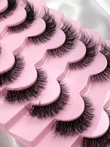7 Pairs Fox Eye Eyelashes Russian Fluffy Curly Messy Cat Eye Lashes Winged End Eye Elongated Eyelashes Fluffy Soft Natural Short Faux Mink Fake Lashes Strip Lashes, Lashes, Eyelashes, Fake Lashes - Cat Eye Lashes - View 4